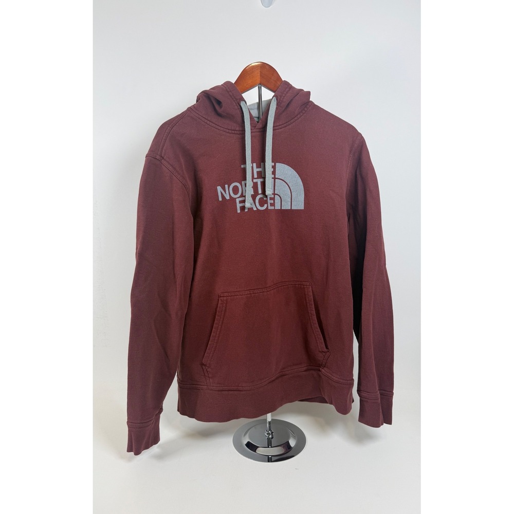 The North Face Hoodie Men's Large Half Dome Logo Fleece Pullover Gorpcore Maroon